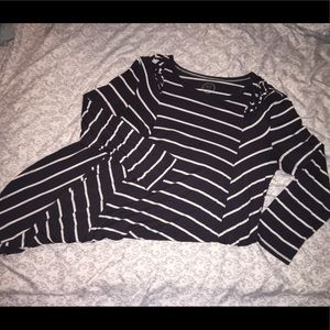 Dark grey and white striped Maurices tunic